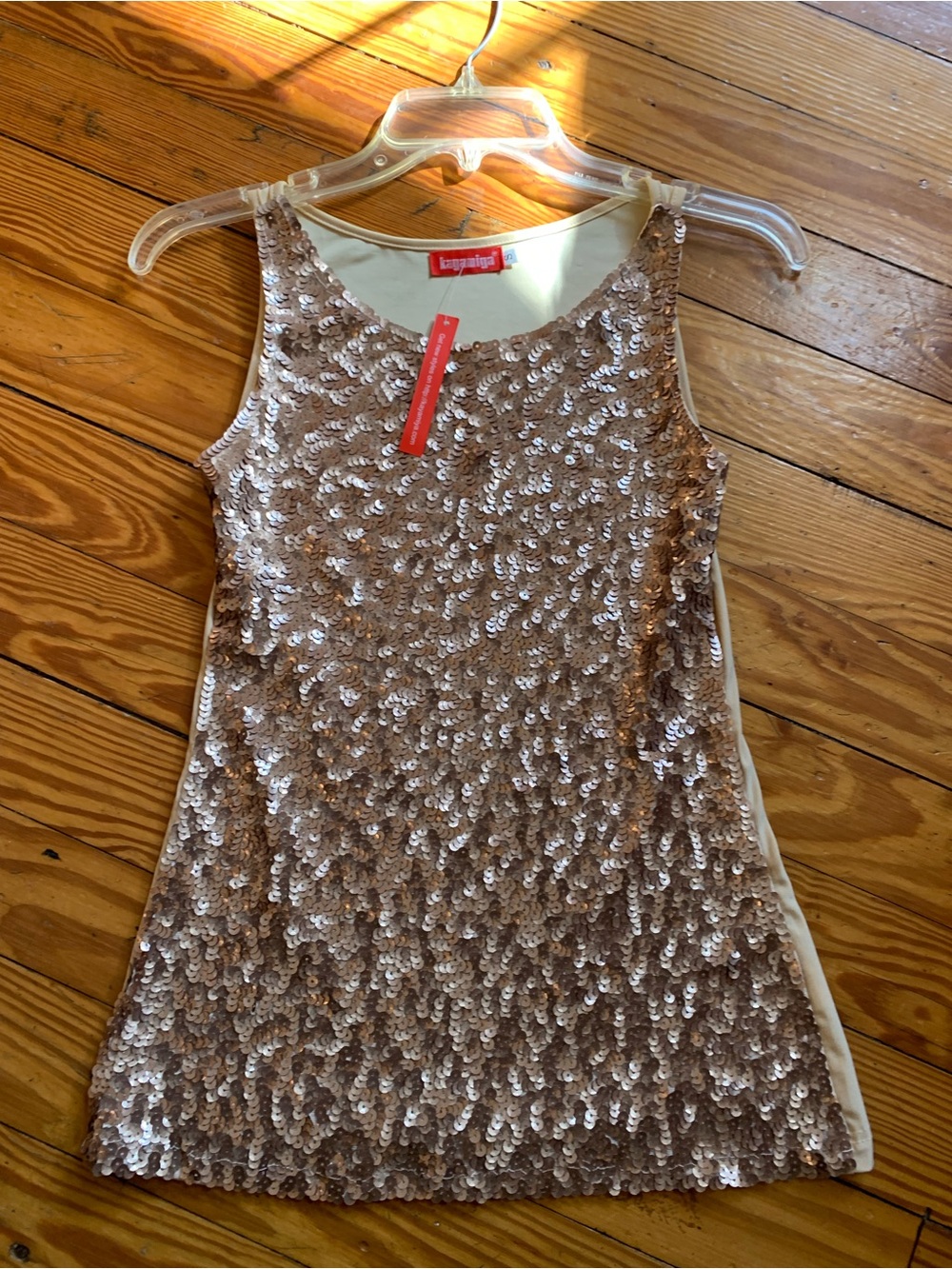 Rose Gold Sequin Tank Size S